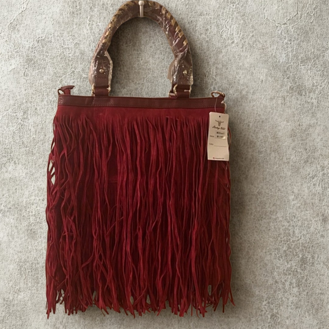Heritage West Red Fringe Purse - Nwt